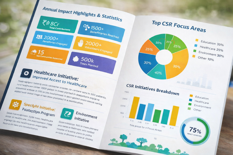 CSR Report Infographic layout and Data Visualization